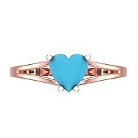 Clara Pucci 1.6 ct Heart Cut Solitaire split shank Simulated Turquoise Classic Anniversary Promise Bridal ring 18K Rose Gold for Women