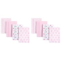 Luvable Friends Unisex Baby Cotton Flannel Burp Cloths, Pink Dots Chevron, One Size (Pack of 2)