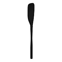Tovolo Black Flex-Core All-Silicone Long-Handled Jar Scraper Spatula, Angled Turner Head, Kitchen Tool With Flat Back & Curved Front for Scooping & Scraping