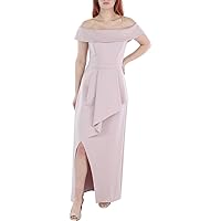 Xscape Womens Off-The-Shoulder Asymmetrical Evening Dress Pink 6