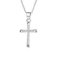 Belons Women Girls Necklace 925 Sterling Silver Cubic Zirconia Cross Pendant Necklace 18