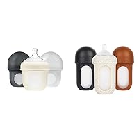Boon NURSH Reusable Silicone Baby Bottles with Collapsible Silicone Pouch Design Bundle — Everyday Baby Essentials