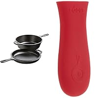 Lodge Cast-Iron Skillet L10SK3ASHH41B, 12-Inch and Lodge ASHH41 Silicone  Hot Handle Holder, Red Bundle