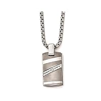 Mens Titanium Necklace with Diamond 1/6 carat (ctw) and Chain (20 Inches)