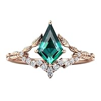 3 CT Antique Kite Shaped Emerald Engagement Ring Vintage Leaf Style Ring Kite Cut Emerald Wedding Ring Art Deco Wedding Ring Anniversary Ring