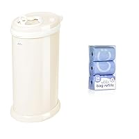 Ubbi Steel Diaper Pail and Refill Bags Bundle for Odor Control and Easy Disposal