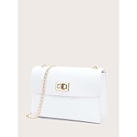 Messenger Bag Twist Lock Flap Chain Bag Fashion Fashion (Color : White)