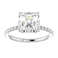 5 CT Asscher Colorless Moissanite Engagement Ring 925 Sterling Silver,10K/14K/18K Solid Gold Wedding Band Eternity Solitaire Ring Halo Ring Vintage Antique,Anniversary,Promise,Gift