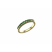 Natural Zambian Emerald Wedding Band Ring, 0.70 Ctw Emerald And 2.2 mm Emerald Size