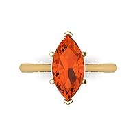 Clara Pucci 2.50 ct Marquise Cut Solitaire Red Simulated Diamond Engagement Wedding Bridal Promise Anniversary Ring 18K Yellow Gold