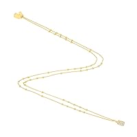 14k Yellow Gold 29 Diamond .17tcw Double Animal Pet Dog Necklace 24 Inch Jewelry for Women