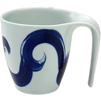 1802-784531 Tableware, Set of 40, Mug, Arita Ware Wave Arabesque (Blue), Easy to Hold Mug