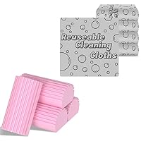 4-Pack Pink Damp Clean Duster Sponge & Grey Cleaning Cloths