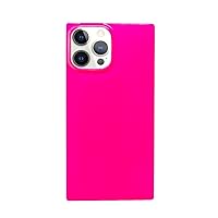 Compatible with iPhone 15 Pro Case Square for Women Girls, Slim Cool Neon Solid Color Design Case Soft Thin Fit Flexible TPU Gel Square Edge Protective Glossy Cute Girly Phone Case Rose
