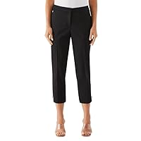 Rafaella Women's Satin Twill Capri Pants with Grommets, Stretch Fabric and Elastic Waistband (Size 4-22)