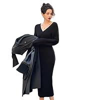 Knitted Long Clothes Robe V Neck Solid Dresses for Women Daring Evening Woman Dress Outfits Crochet
