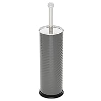 Home Basics Toilet Brush with Swirl Canister, Grey | Sturdy Base | Embossed Design | Neutral Color