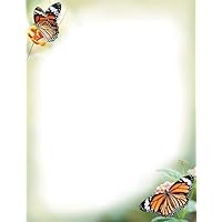 Great Papers! Monarch Butterflies Letterhead, for Invitations, Announcements and Personal Messages, Printer Friendly 8.5