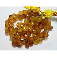 11-13mm Chalceny Cut Beads, Yellow Chalceny Faceted Heart Shape Beads, Gemstone for Jewelry, 4 Inch Strand. Code-HIGH-23660
