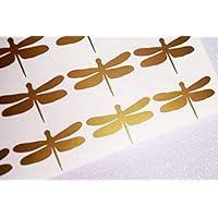 30 Dragonfly Stickers, Nursery Wall Decal, Dragonfly Seals, Wedding Decal, Fairy Theme Party Favor, Gold Stickers, Insect Window Stickers