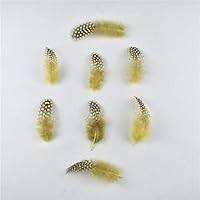 Zamihalaa Hot 50-100pcs/lot Real Natural Spotted Pearl Chicken Feather 5-10CM DIY Pheasant Plumes for Cafts mask Jewelry Accessories Pluma - Yellow - 100pcs