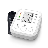 Upper Arm Blood Pressure Machine Monitor, Cuff with 22-32CM Wide-Range，Electric High Blood bp Irregula 99x2 Sets Memoery for Home Use -USB or Battery Plugged (No Battery) (SmallRed)