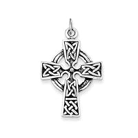 Sterling Silver Antique-Finished Celtic Pretzel Design Cross Charm