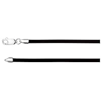 925 Sterling Silver 3mm 22 Inch Black Rubber Necklace With Lobster Clasp Jewelry for Women