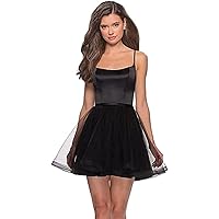 Women's Spaghetti Strap Short A Line Homecoming Dress Puffy Tulle Formal Party Gowns
