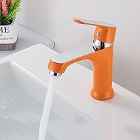 Basin Faucet Bathroom Crane Tap Single Handle Deck Mount Bath Cold Hot Water Orange White Sink Faucets Orange