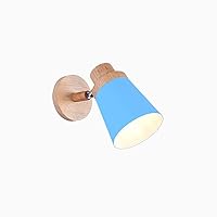 Solid Wood Wrought Iron Regulation Wall Sconces Aisle Wall Light Fixtures Hotel Cafe Decoration Lighting Wall Lamp E27 Screw Macaron Simple Wall Light Stylish (Color : Blue)