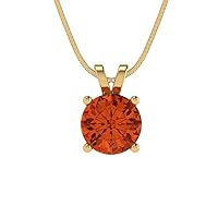 Clara Pucci 1.05ct Round Cut unique Fine jewelry Fancy Red Cubic Zirconia Gem Solitaire Pendant With 18