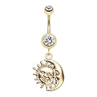WildKlass Jewelry Sun & Moon Union of Opposites 316L Surgical Steel Belly Button Ring