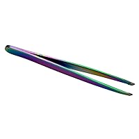 1PC Rainbow Color Slant Tweezer Professional Stainless Steel Slant Tip Tweezer Best Precision Eyebrow Tweezer Hair Removal Tweezer Cosmetic Beauty Tool For Men & Women