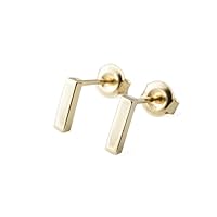 HONEYCAT Mini Flat Bar Earrings in Solid 14k Gold or 14k Rose Gold, 7mm Long | Minimalist, Delicate Jewelry