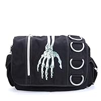 Skeleton Tote Bag Aesthetic Boho Canvas Crossbody Bag, Y2k Harajuku Grunge Shoulder Messenger Bag Handbag