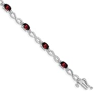 14k White Gold Garnet and Diamond Infinity Bracelet Measures 4mm Wide Jewelry Gifts for Women