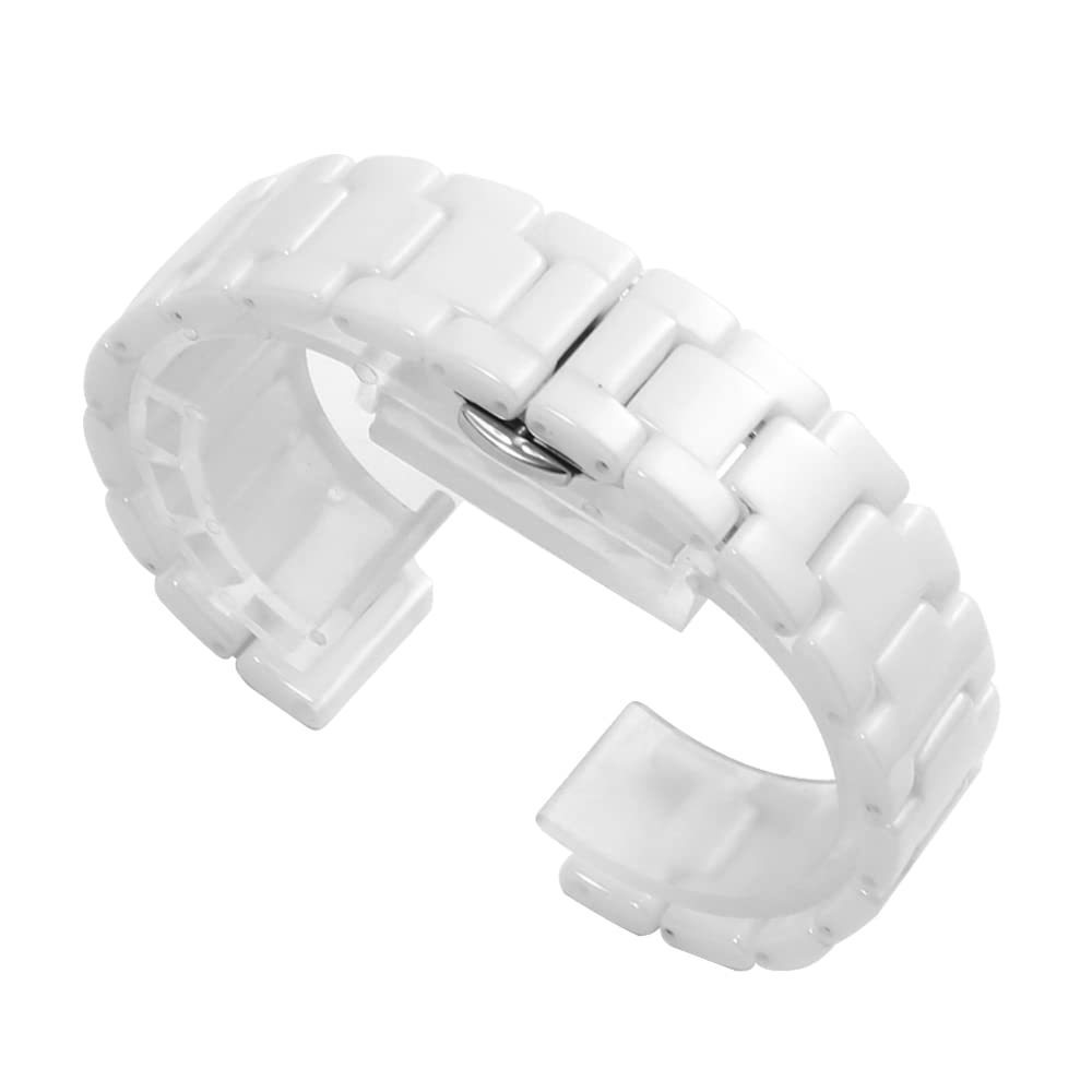 Nice Pies Ceramic Watch Band Universal strap with Quick Release Pins Butterfly Buckle Deployment Clasp Bracelet 14mm 16mm 18mm 20mm 22mm White Black