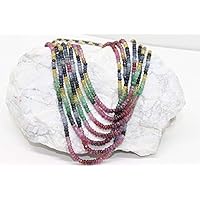 LKBEADS 100% Natural Multi Color Precious Ruby Sapphire Emerald Gemstone Faceted rondelle Beads Necklace/Unique Gift Necklace/Wholesale Price Size-3-4mm Code-HIGH-2251