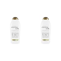 OGX Nourishing + Coconut Milk Moisturizing Conditioner for Strong & Healthy Hair, with Coconut Milk, Coconut Oil & Egg White Protein, Paraben-Free, Sulfate-Free Surfactants, 25.4 fl oz (Pack of 2)