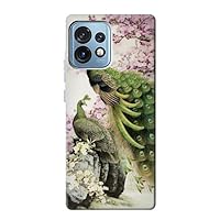 jjphonecase R2773 Peacock Chinese Brush Painting Case Cover for Motorola Edge+ (2023), X40, X40 Pro, Edge 40 Pro