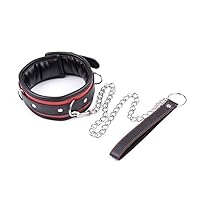 Leather Collar and Leash Set, Thick Leather Collar Choker with Chain, Leather Necklace Collar and Leash for Men Women
