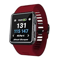 Shot Scope G3 GPS Watch - F/M/B + Hazard Distances - Free Apps - Color Screen - 36,000+ Pre Loaded Courses - No Subscriptions (Red)