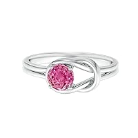 Stackable 0.50 Ctw Pink Tourmaline Dual Band 925 Sterling Silver Women Love Wedding Ring