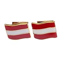 Austria Official Flag AUS Austria Pair Cufflinks in a Presentation Gift Box Red White Enamel Sterling Silver Cufflinks