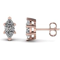 Thegoldencrafter Solitaire Marquise Cut D/VVS1 Diamond Beautiful Six Prong Set Fancy Party Wear Stud Earring For Women's & Girls .925 Sterling Sliver