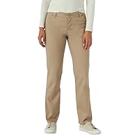 Lee Women's Petite Wrinkle Free Relaxed Fit Straight Leg Pant, Flax, 12 Short