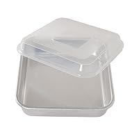 Natural Aluminum Commercial Square Cake Pan with Lid, Exterior 9.88 x 9.88 Inches