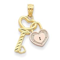RKGEMSS 14K Tow Tone Gold Plated Heart Lock & Key Pendant, Handmade 925 Sterling Silver Heart Lock Jewelry Necklace, Love Pendant, Charm Pendant, Gift For Her
