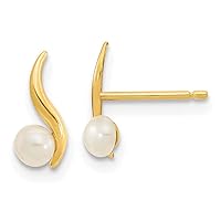 14k Gold Madi K Polished 3.25mm Freshwater Cultured Pearl Post Earrings Measures 10.28x3.25mm Wide Jewelry for Women